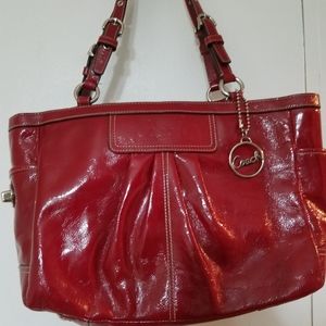 Red patent leather Coach bag
